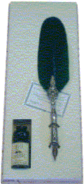 IDEE/7649 - Set piuma peltro inchiostro